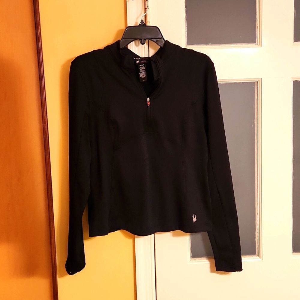 Spyder Active Women's Black Quarter Zip Athletic Pullover Top Size M